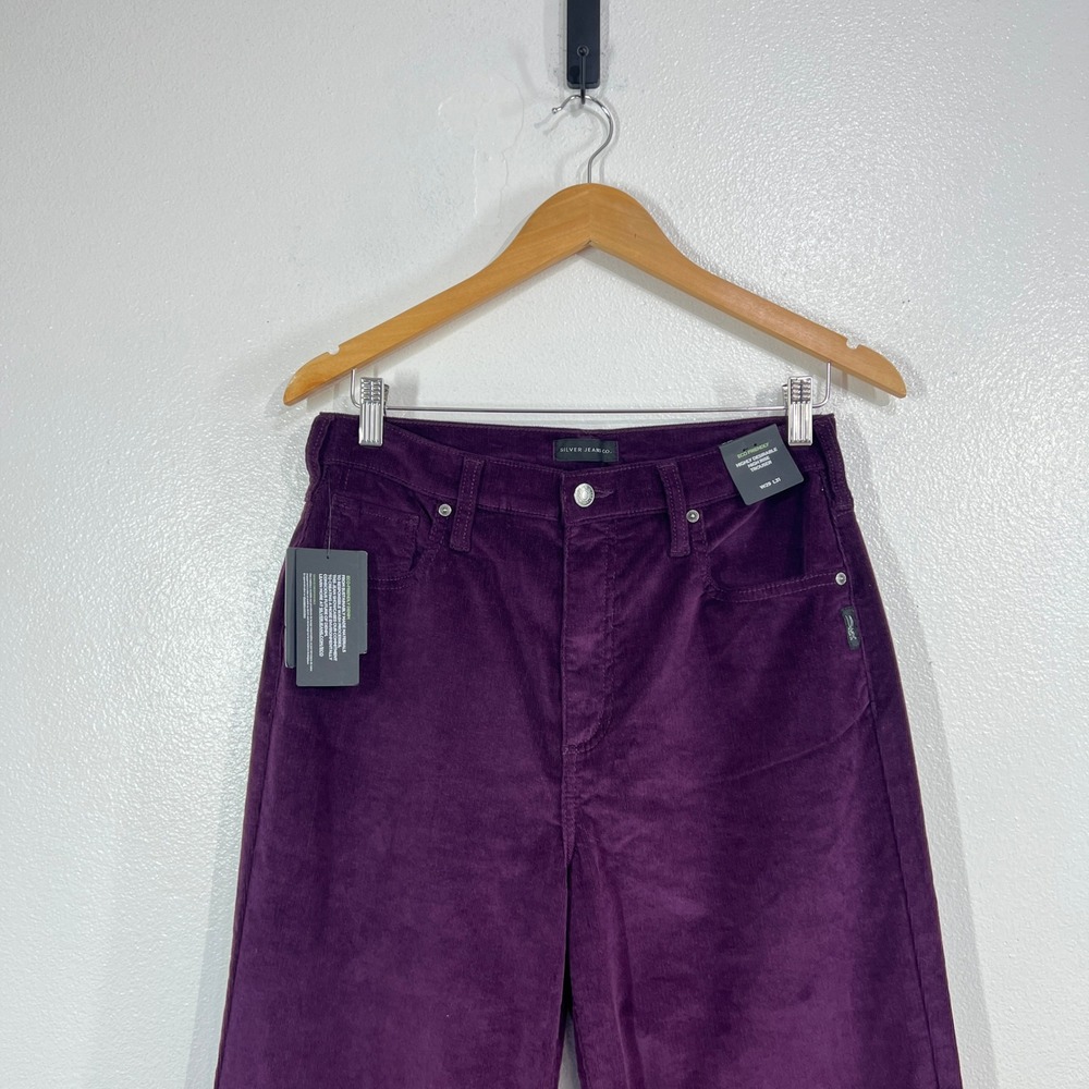 SilverJeans Co Highly Desirable High Rise Trouser Purple Corduroy W29 x L31 NWT - Picture 7 of 10